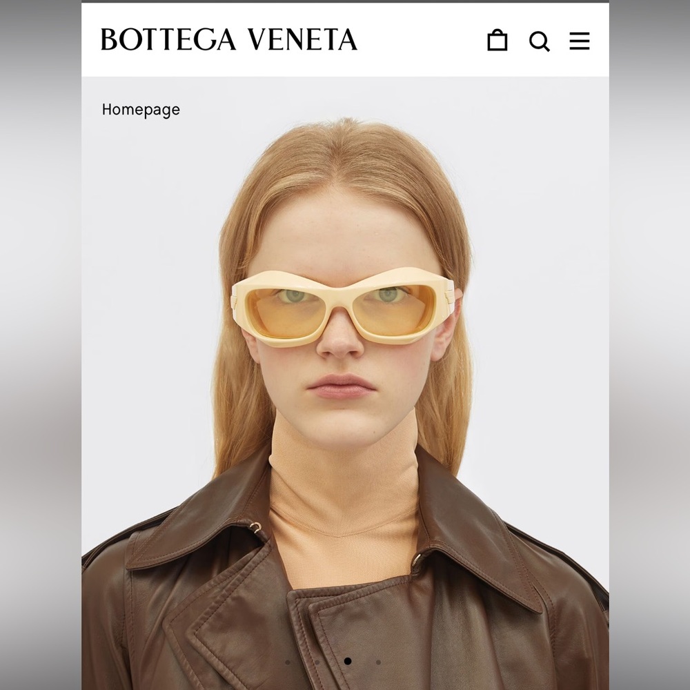 BOTTEGA VENETA Wrap-Around Acetate Sunglasses in Yellow
